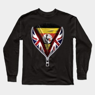 Ugandan Flag  Uganda Flag zipped British Flag - Gift for Ugandan From Uganda Long Sleeve T-Shirt